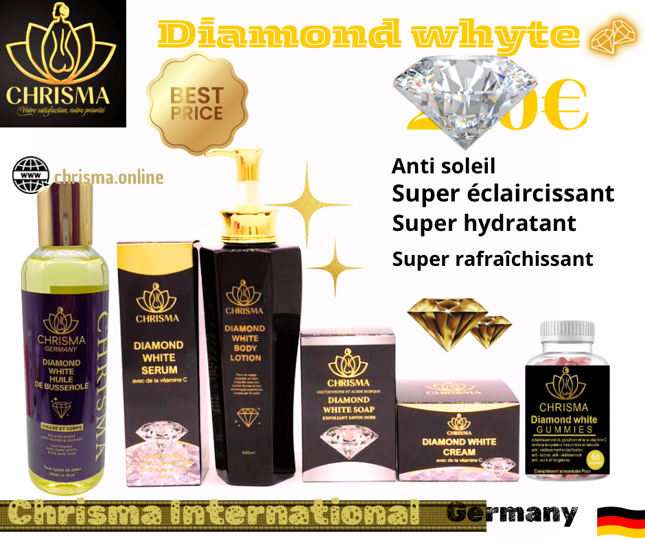 Gamme Diamond White complete de 6 produits avec son huile .